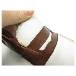 JM WESTON LOAFERS 182 6.5b 40 40.5 FINE TWO-TONE LEATHER SHOES -Jm Menswear 311282 10