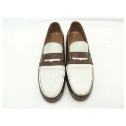 JM WESTON LOAFERS 182 6.5b 40 40.5 FINE TWO-TONE LEATHER SHOES -Jm Menswear 311282 5