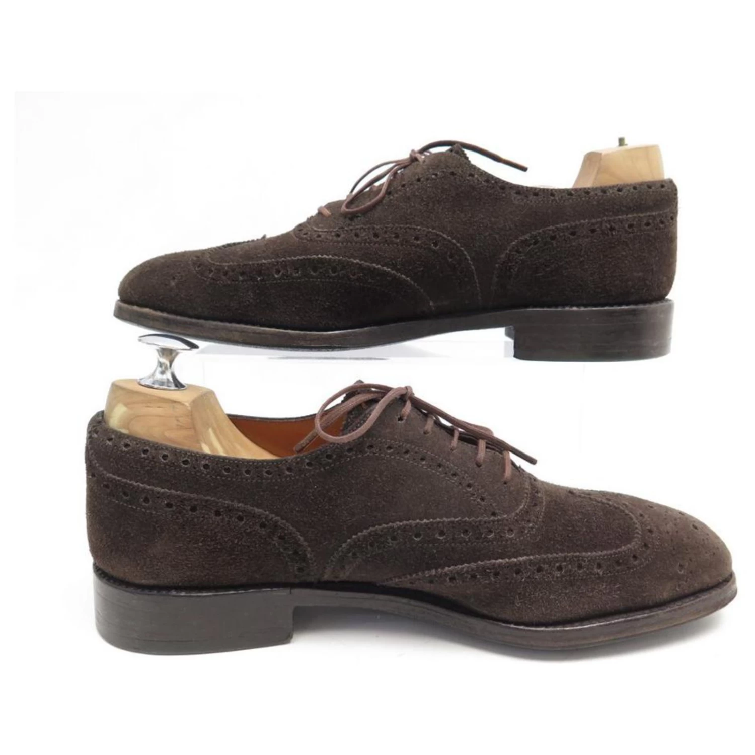 JM WESTON RICHELIEU SHOES 376 Flowered Tip 6D 40 BROWN SUEDE SHOES 4 JM WESTON RICHELIEU SHOES 376 Flowered Tip 6D 40 BROWN SUEDE SHOES - Image 2