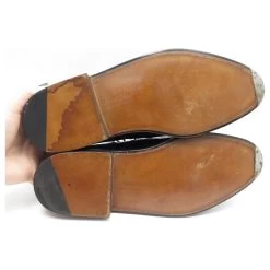 NEW JM WESTON DERBY SHOES 588 Flowered Tip 8E 42 LARGE Lined SOLE Black -Jm Menswear 376113 3