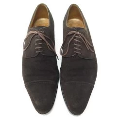 JM WESTON SHOES 448 Derby 8.5C 42.5 BROWN SUEDE ARNYS SHOE STICKERS -Jm Menswear 411336 5