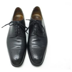 JM WESTON SHOES 577 Derby 6D 41 BLACK LEATHER + BLACK SHOES TRIMMERS -Jm Menswear 411339 5