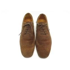 JM WESTON SHOES 607 6E 40.5 RICHELIEU BOUT FLORAL SUEDE BROWN SHOES -Jm Menswear 418626 5