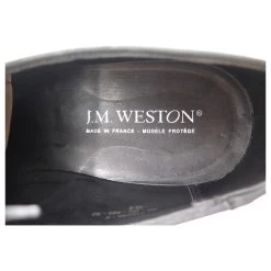JM WESTON RICHELIEU CYCLING SHOES 496 10E 44 BLACK LEATHER PRINT -Jm Menswear 444643 6