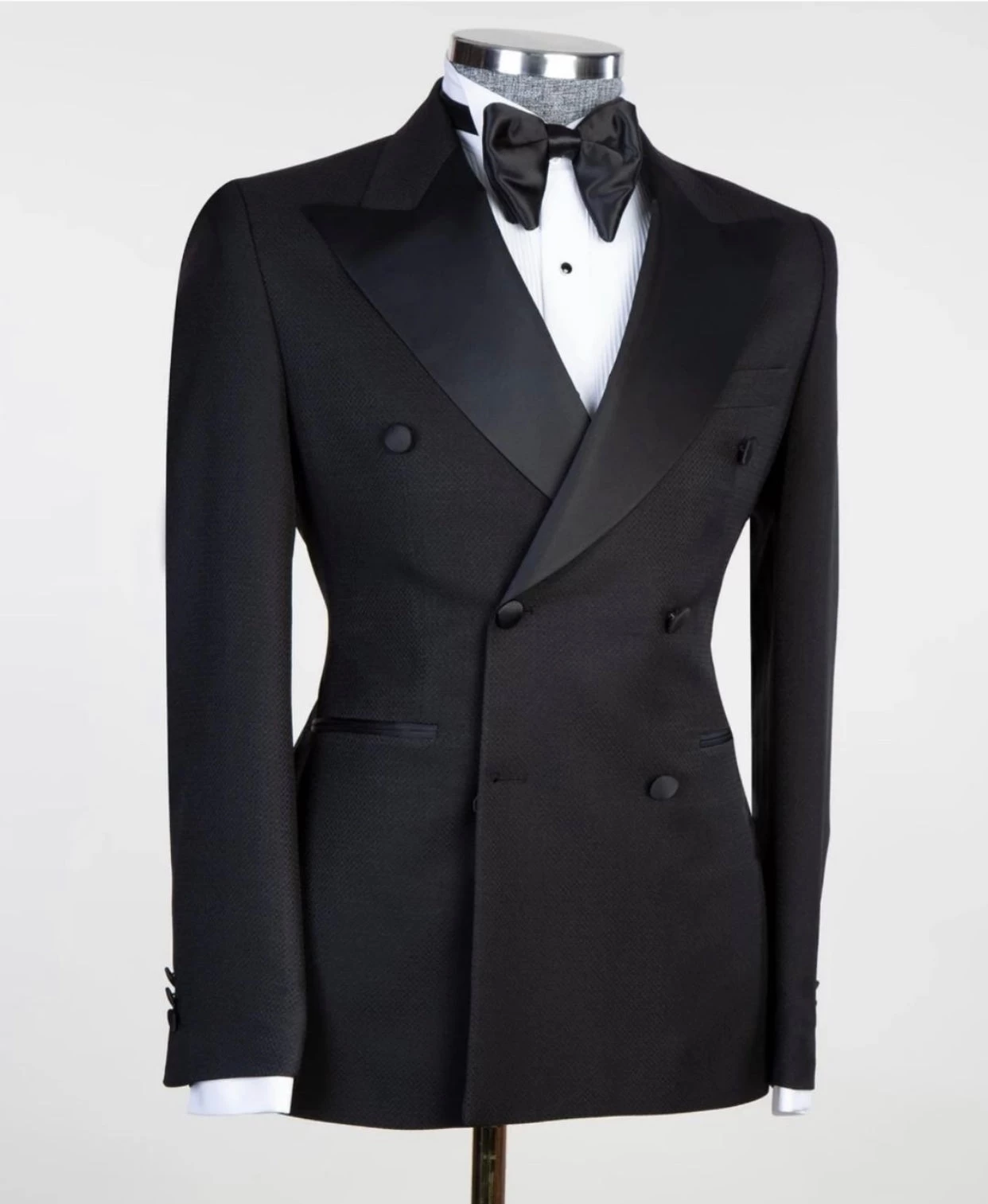 Black Double Breasted Tuxedo 4 Black Double Breasted Tuxedo - Image 2