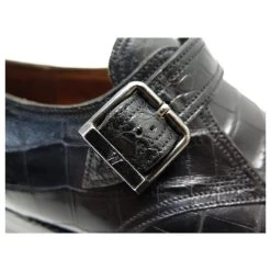 JM WESTON LOAFERS WITH BUCKLE 7.5D 41.5 42 Black Crocodile Leather -Jm Menswear 470759 8