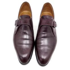 JM WESTON DERBY FLORA SHOES 529 LOAFERS WITH BUCKLE 8E 42 L LEATHER SHOES Dark Red -Jm Menswear 500983 5