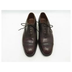 JM WESTON RICHELIEU SHOES 410 Flowered Tip 7.5D 41.5 BROWN LEATHER SHOES -Jm Menswear 588626 5