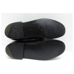 JM WESTON LOAFERS 180 7.5D 41.5 BLACK LEATHER STAINLESS STEEL SHOES -Jm Menswear 678845 3