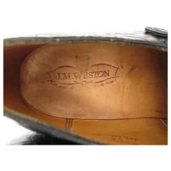 NEW JM WESTON SHOES 531 6E 40 BLACK CROCODILE LEATHER LOAFERS -Jm Menswear 870008 6