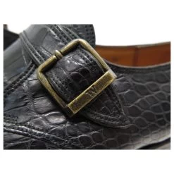 NEW JM WESTON SHOES 531 6E 40 BLACK CROCODILE LEATHER LOAFERS -Jm Menswear 870008 8