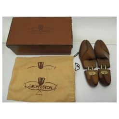 JM WESTON SHOES 598 DERBY HALF HUNTING 9E 43 Wide 43.5 LEATHER SHOES Black -Jm Menswear 881542 6