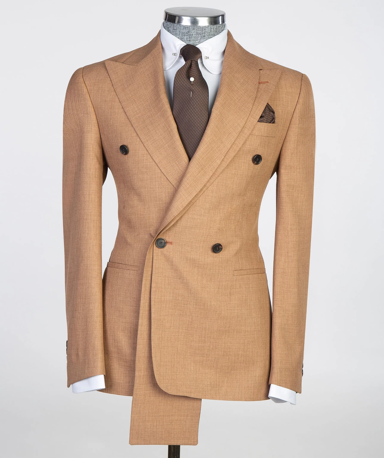 &New Men's Plash Brown Double Breasted 2 &New Men's Plash Brown Double Breasted