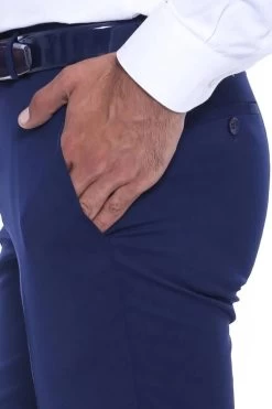 &New Navy Blue Slim Fit Men Trousers -Jm Menswear IMG 0578
