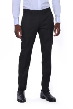 &New Slim Fit Black Men Trousers -Jm Menswear IMG 0584