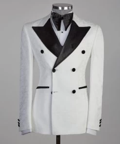 &New White Velvet Collar Tuxedo