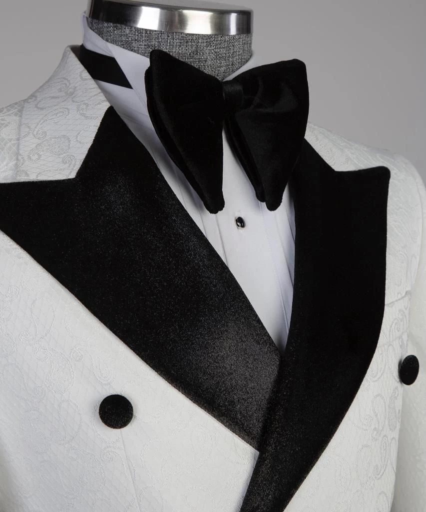 &New White Velvet Collar Tuxedo 7 &New White Velvet Collar Tuxedo - Image 5
