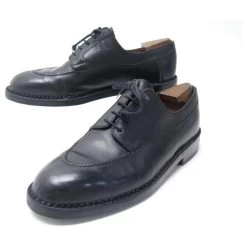 JM WESTON DERBY LE CHASSE SHOES 677 9.5D 43.5 LEATHER + STAINLESS STEEL SHOES Black