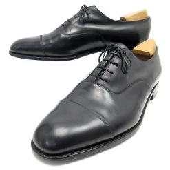 JM WESTON RICHELIEU STRAIGHT TOE SHOES 300 9.5D 43.5 LEATHER + STAINLESS STEEL Black