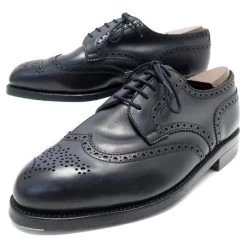 NEW JM WESTON DERBY SHOES 588 Flowered Tip 8E 42 LARGE Lined SOLE Black