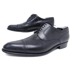 JM WESTON DERBY BLACK LEATHER SHOES 10.5C 44.5 BLACK LEATHER SHOES