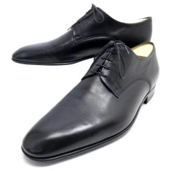 JM WESTON DERBY SHOES 427 12E LARGE 46 BLACK LEATHER + STAINLESS STEEL SHOES