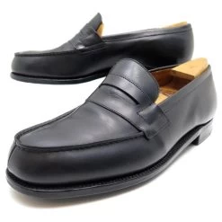 JM WESTON LOAFERS 180 7.5D 41.5 BLACK LEATHER STAINLESS STEEL SHOES
