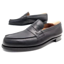 JM WESTON LOAFERS 180 8.5C 42 42.5 FINE BLACK LEATHER + SLEEVES