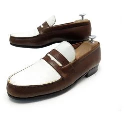 JM WESTON LOAFERS 182 6.5b 40 40.5 FINE TWO-TONE LEATHER SHOES