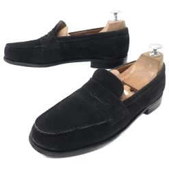 JM WESTON SHOES 180 Church´s Loafers 6.5b 40.5 FINE BLACK SUEDE BLACK SHOES