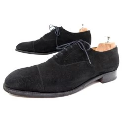 JM WESTON SHOES 300 Richelieu 9.5D 43.5 STRAIGHT TOE BLACK SUEDE SHOES