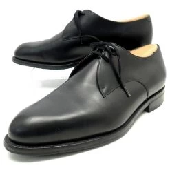 JM WESTON SHOES 371 Derby 2 Carnations 8.5D 42.5 BLACK LEATHER + SLEEVES
