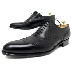 JM WESTON SHOES 528 RICHELIEU BOUT FLORAL 8.5C 42.5 BLACK LEATHER SHOES