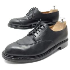 JM WESTON SHOES 598 DERBY HALF HUNTING 7.5D 41.5 BLACK LEATHER SHOES