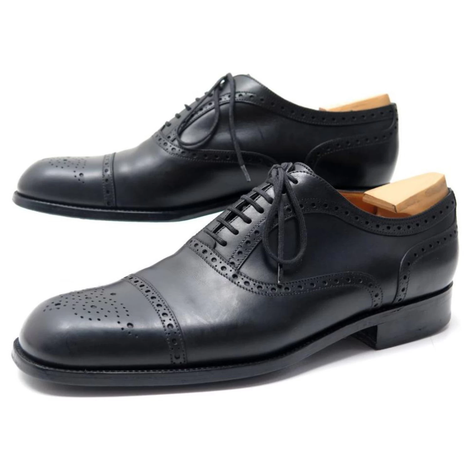 NEW JM WESTON SHOES 615 7D 41 RICHELIEU STRAIGHT BUTTON FLOWERED BLACK LEATHER 3 NEW JM WESTON SHOES 615 7D 41 RICHELIEU STRAIGHT BUTTON FLOWERED BLACK LEATHER