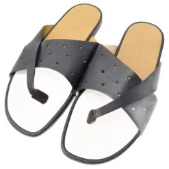 NEW SHOES JM WESTON SANDALS FLIP FLOPS 10.5 44.5 BLACK LEATHER SANDAL NEW