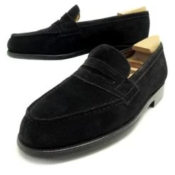 SHOES MANUFACTURE JM WESTON LOAFERS 179 6D 40 BLACK SUEDE STAINLESS STEEL